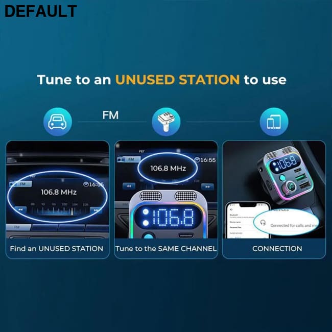 2024 Bluetooth 5.3 FM Transmitter for Car Stronger Dual Mics Deep Bass Sound 48W PD&QC3.0 Charger Adapter Black