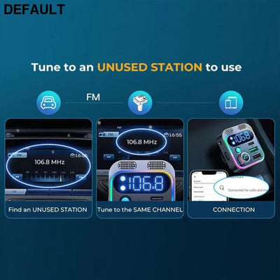 2024 Bluetooth 5.3 FM Transmitter for Car Stronger Dual Mics Deep Bass Sound 48W PD&QC3.0 Charger Adapter Black