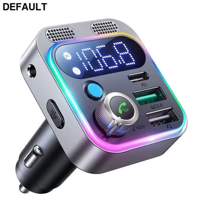 2024 Bluetooth 5.3 FM Transmitter for Car Stronger Dual Mics Deep Bass Sound 48W PD&QC3.0 Charger Adapter Black