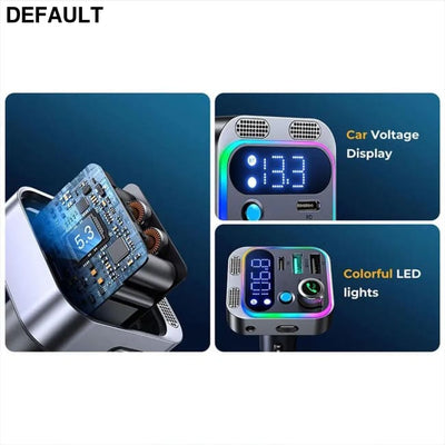 2024 Bluetooth 5.3 FM Transmitter for Car Stronger Dual Mics Deep Bass Sound 48W PD&QC3.0 Charger Adapter Black