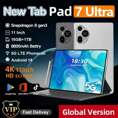 2025 Global Version Original Tablets Pad 7 Ultra Android 14 16GB + 1T 8800mAh Tablet PC WiFi GPS 11inch HD 4K 5G Dual