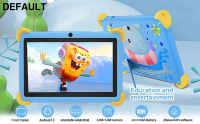 2025 New 7 Inch Cartoon Pattern Kids’ tablets Quad Core 4GB RAM 64GB ROM 5G WiFi Learning Education Games Tablet