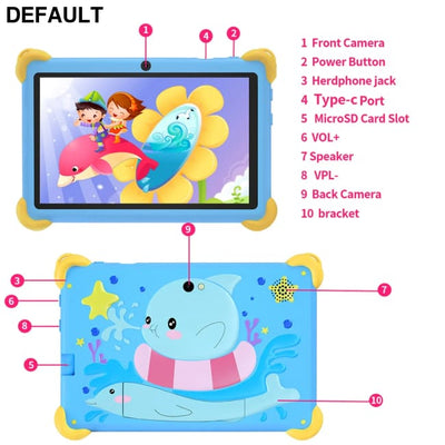 2025 New 7 Inch Cartoon Pattern Kids’ tablets Quad Core 4GB RAM 64GB ROM 5G WiFi Learning Education Games Tablet