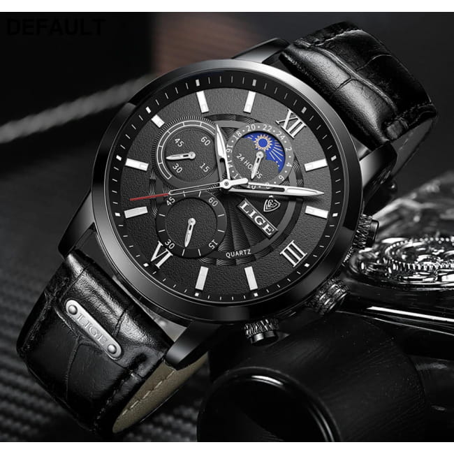 2025 New Mens Watches LIGE Top Brand Luxury Leather Casual Men Sport