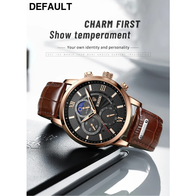 2025 New Mens Watches LIGE Top Brand Luxury Leather Casual Men Sport