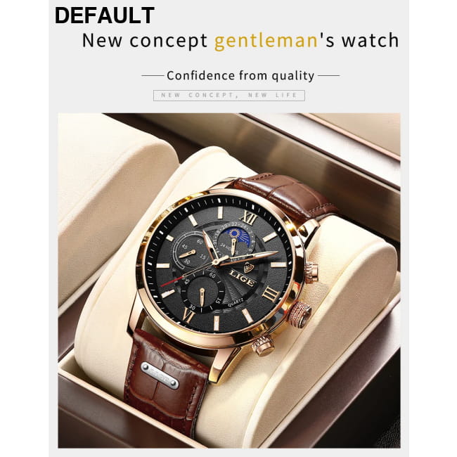 2025 New Mens Watches LIGE Top Brand Luxury Leather Casual Men Sport