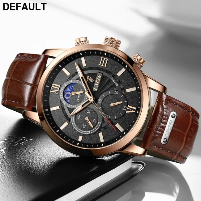 2025 New Mens Watches LIGE Top Brand Luxury Leather Casual Men Sport