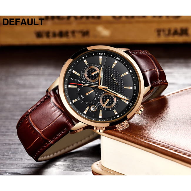 2025 New Mens Watches LIGE Top Brand Luxury Leather Casual Men Sport