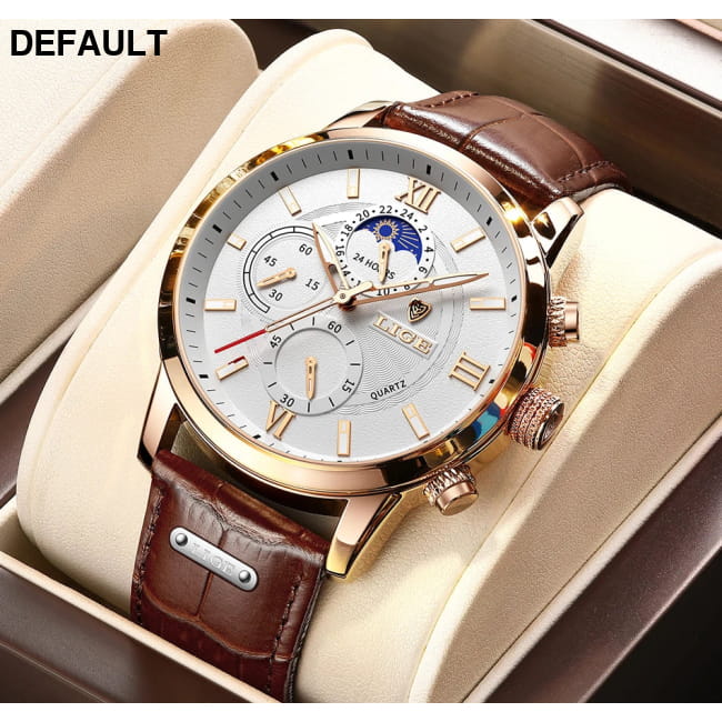 2025 New Mens Watches LIGE Top Brand Luxury Leather Casual Men Sport