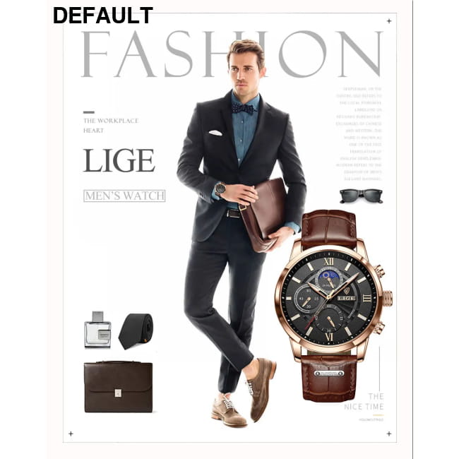 2025 New Mens Watches LIGE Top Brand Luxury Leather Casual Men Sport