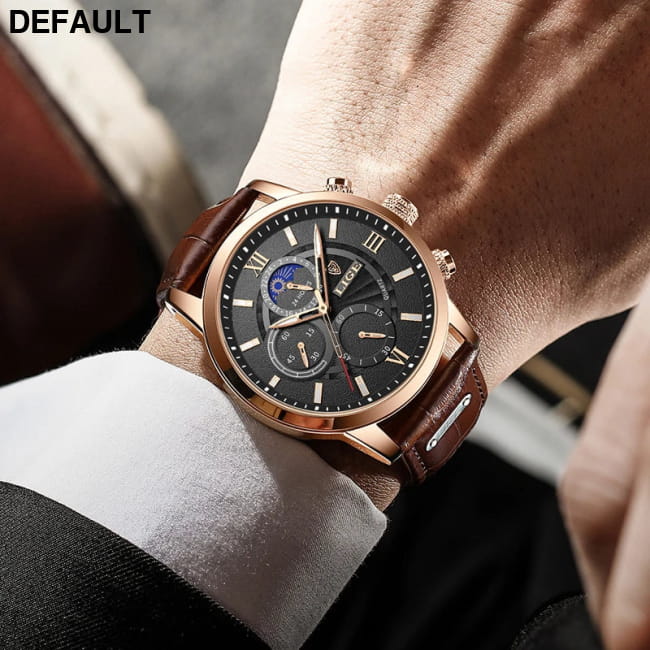2025 New Mens Watches LIGE Top Brand Luxury Leather Casual Men Sport