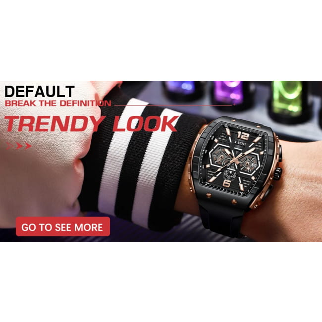 2025 New Mens Watches LIGE Top Brand Luxury Leather Casual Men Sport