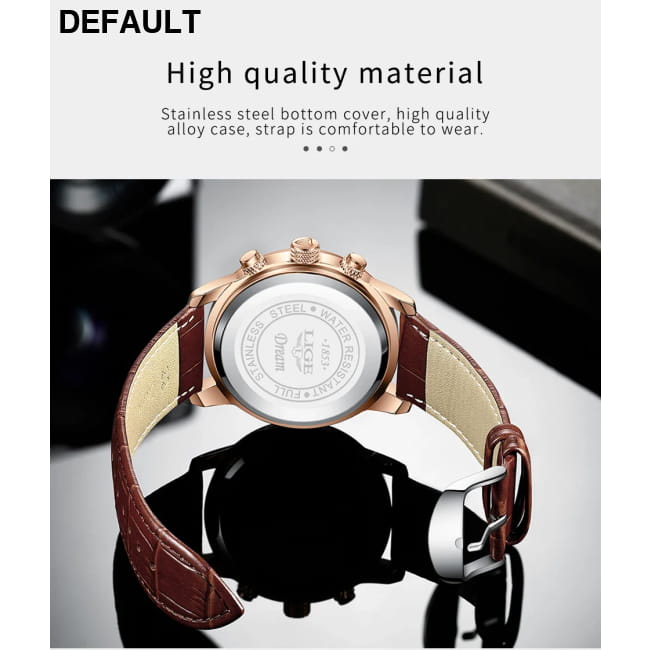 2025 New Mens Watches LIGE Top Brand Luxury Leather Casual Men Sport