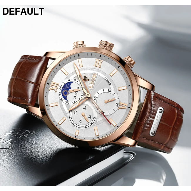 2025 New Mens Watches LIGE Top Brand Luxury Leather Casual Men Sport