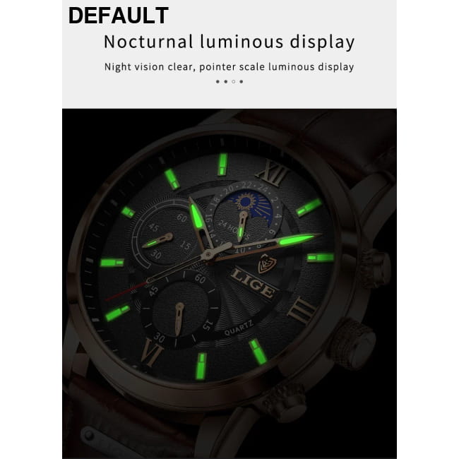 2025 New Mens Watches LIGE Top Brand Luxury Leather Casual Men Sport