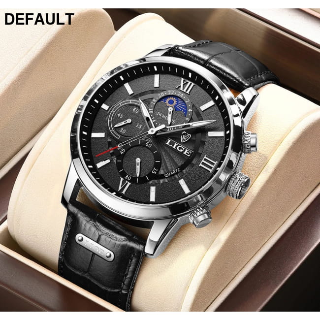 2025 New Mens Watches LIGE Top Brand Luxury Leather Casual Men Sport