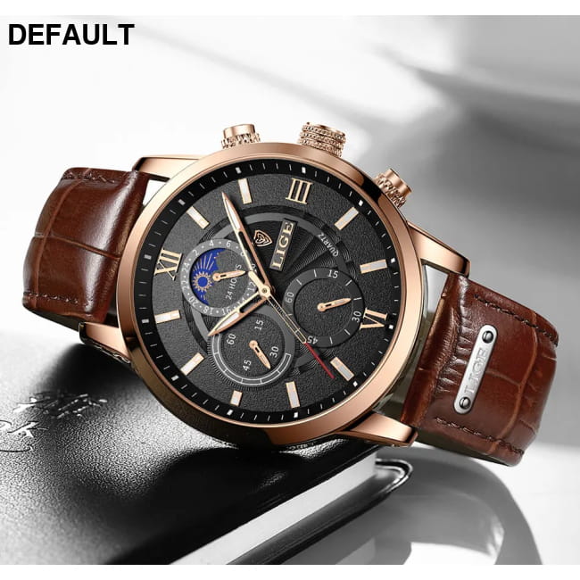 2025 New Mens Watches LIGE Top Brand Luxury Leather Casual Men Sport