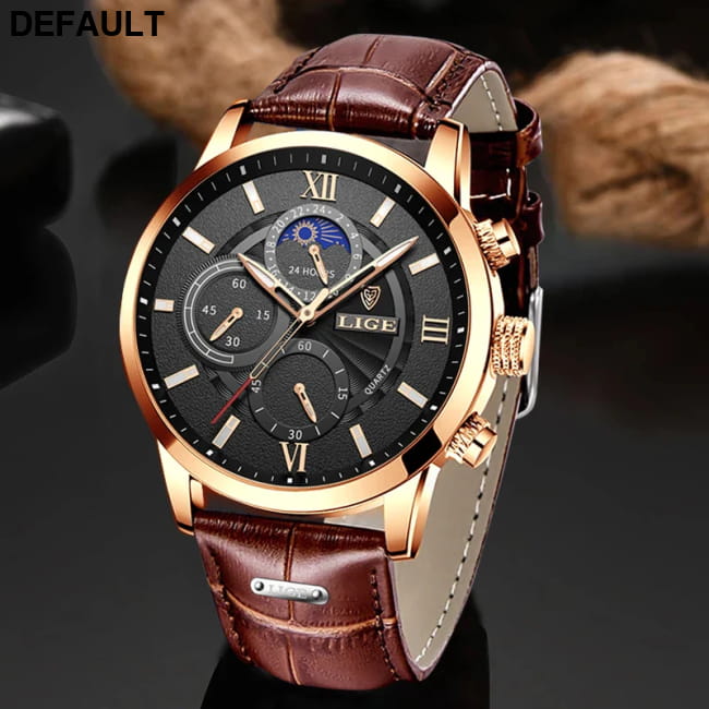 2025 New Mens Watches LIGE Top Brand Luxury Leather Casual Men Sport