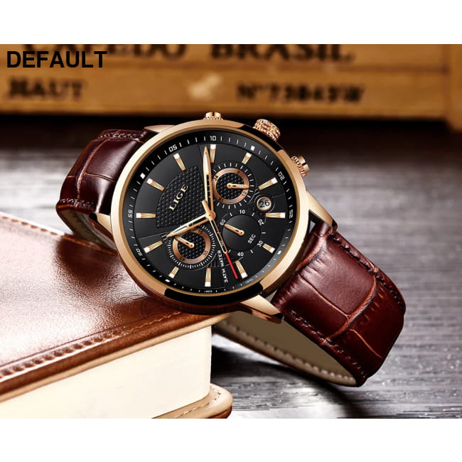 2025 New Mens Watches LIGE Top Brand Luxury Leather Casual Men Sport