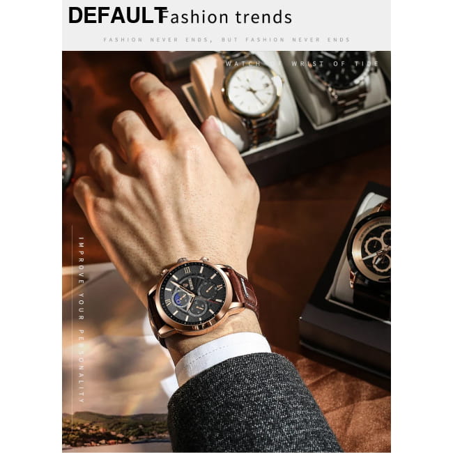 2025 New Mens Watches LIGE Top Brand Luxury Leather Casual Men Sport