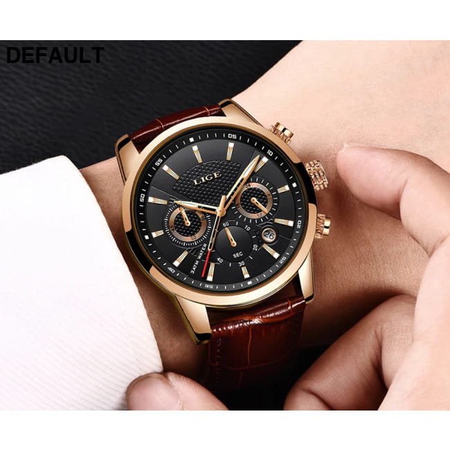 2025 New Mens Watches LIGE Top Brand Luxury Leather Casual Men Sport