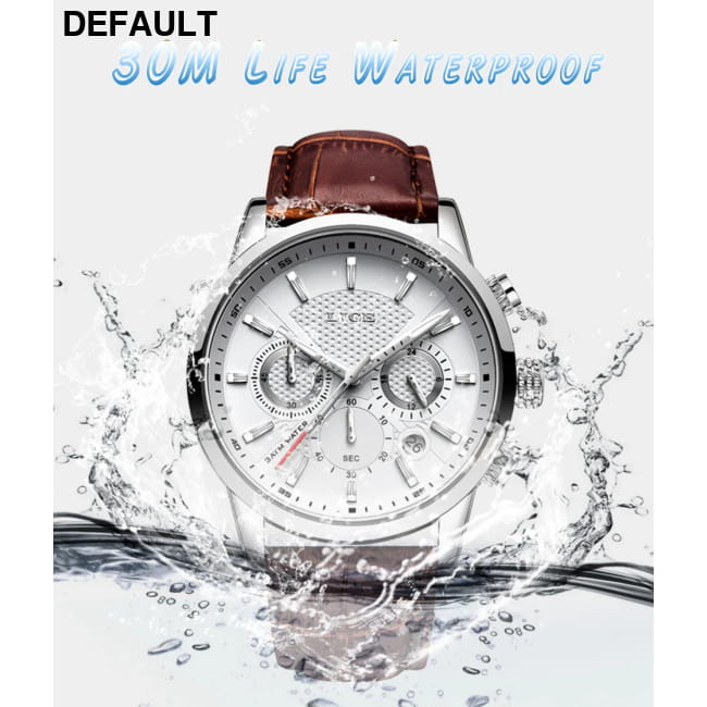 2025 New Mens Watches LIGE Top Brand Luxury Leather Casual Men Sport