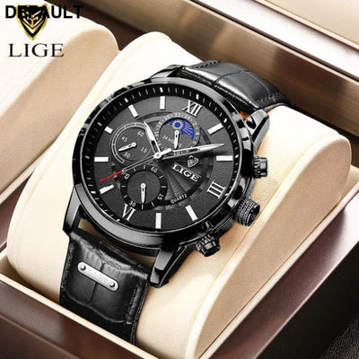 2025 New Mens Watches LIGE Top Brand Luxury Leather Casual Quartz Watch Men’s Sport Waterproof Clock Relogio Masculino