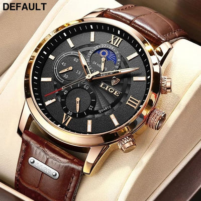 2025 New Mens Watches LIGE Top Brand Luxury Leather Casual Quartz Watch Men’s Sport Waterproof Clock Relogio Masculino