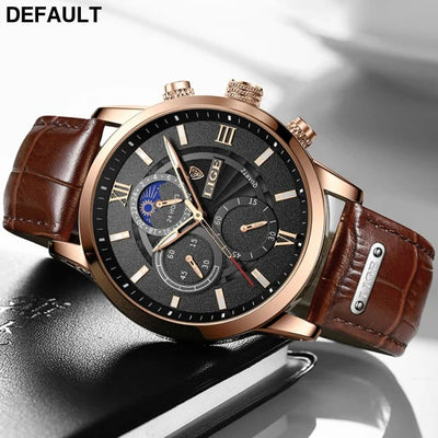 2025 New Mens Watches LIGE Top Brand Luxury Leather Casual Quartz Watch Men’s Sport Waterproof Clock Relogio Masculino