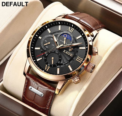 2025 New Mens Watches LIGE Top Brand Luxury Leather Casual Quartz Watch Men’s Sport Waterproof Clock Relogio Masculino