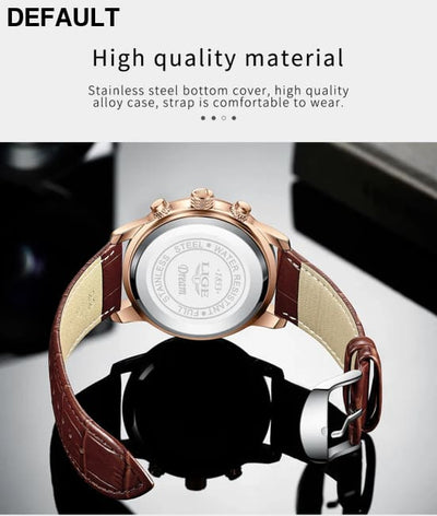 2025 New Mens Watches LIGE Top Brand Luxury Leather Casual Quartz Watch Men’s Sport Waterproof Clock Relogio Masculino