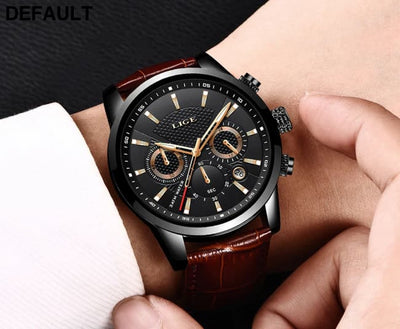 2025 New Mens Watches LIGE Top Brand Luxury Leather Casual Quartz Watch Men’s Sport Waterproof Clock Relogio Masculino