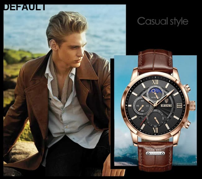 2025 New Mens Watches LIGE Top Brand Luxury Leather Casual Quartz Watch Men’s Sport Waterproof Clock Relogio Masculino