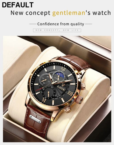 2025 New Mens Watches LIGE Top Brand Luxury Leather Casual Quartz Watch Men’s Sport Waterproof Clock Relogio Masculino