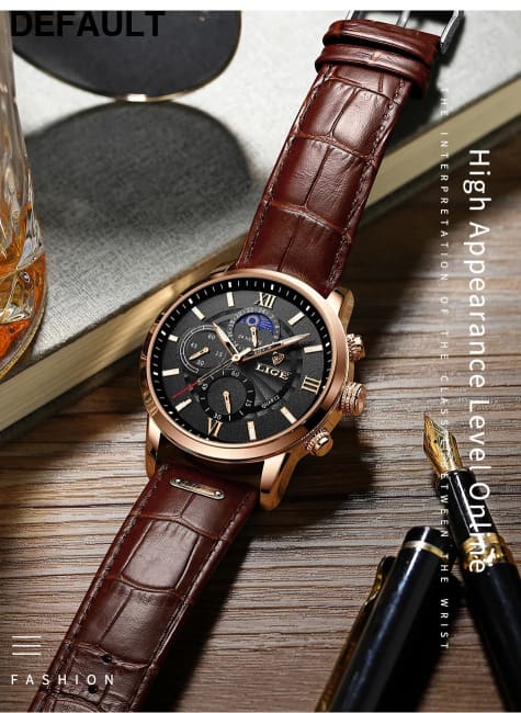 2025 New Mens Watches LIGE Top Brand Luxury Leather Casual Quartz Watch Men’s Sport Waterproof Clock Relogio Masculino