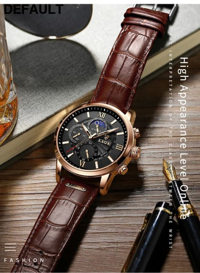 2025 New Mens Watches LIGE Top Brand Luxury Leather Casual Quartz Watch Men’s Sport Waterproof Clock Relogio Masculino