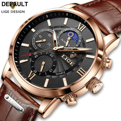 2025 New Mens Watches LIGE Top Brand Luxury Leather Casual Quartz Watch Men’s Sport Waterproof Clock Relogio Masculino