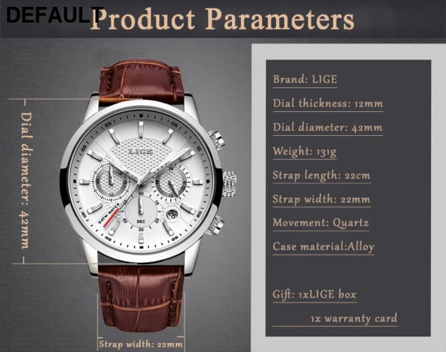 2025 New Mens Watches LIGE Top Brand Luxury Leather Casual Quartz Watch Men’s Sport Waterproof Clock Relogio Masculino