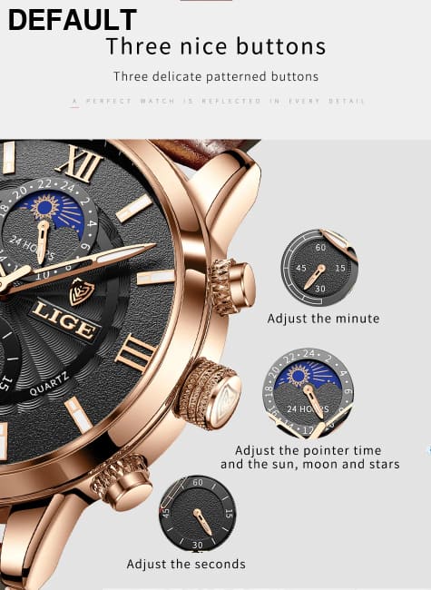 2025 New Mens Watches LIGE Top Brand Luxury Leather Casual Quartz Watch Men’s Sport Waterproof Clock Relogio Masculino