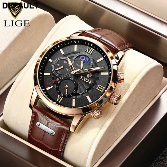 2025 New Mens Watches LIGE Top Brand Luxury Leather Casual Quartz Watch Men’s Sport Waterproof Clock Relogio Masculino