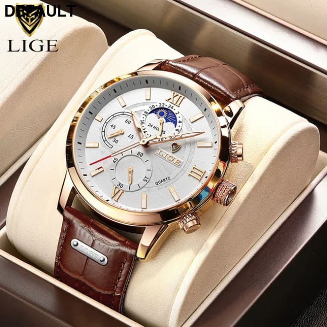 2025 New Mens Watches LIGE Top Brand Luxury Leather Casual Quartz Watch Men’s Sport Waterproof Clock Relogio Masculino