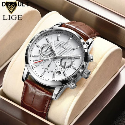 2025 New Mens Watches LIGE Top Brand Luxury Leather Casual Quartz Watch Men’s Sport Waterproof Clock Relogio Masculino