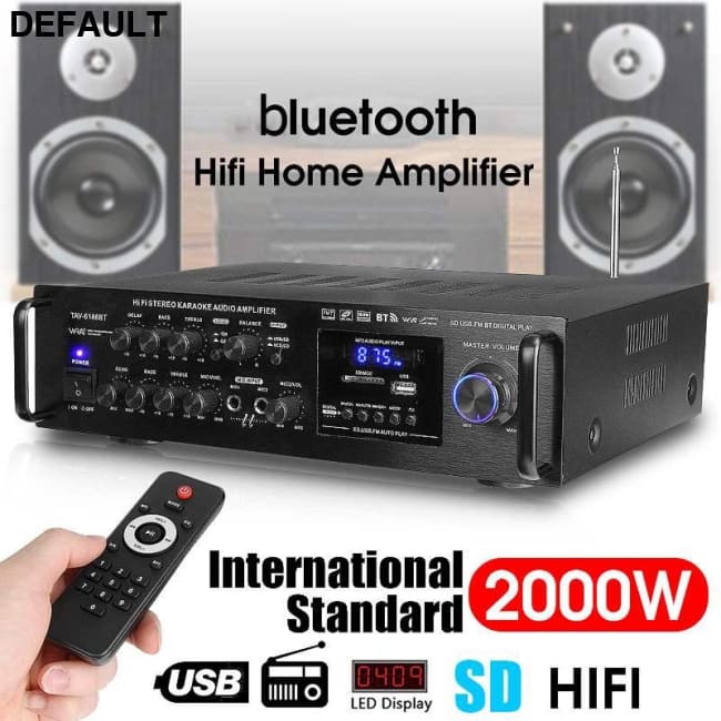 220-240V 2000W Wireless Digital Audio Amplifier 4ohm bluetooth Stereo Karaoke 2 MIC Input FM RC Home Theater Receivers