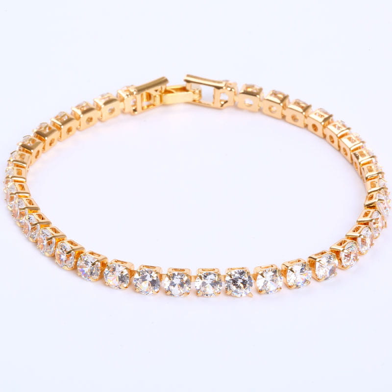 Cubic Zirconia Tennis Bracelets Iced Out Chain Crystal Bracelet Women Men Gold Jewelry