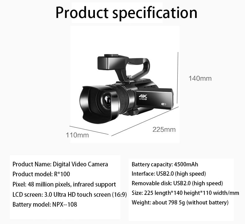 New Handheld High-Definition Digital Video Camera 4K Conference Recorder Short Dv