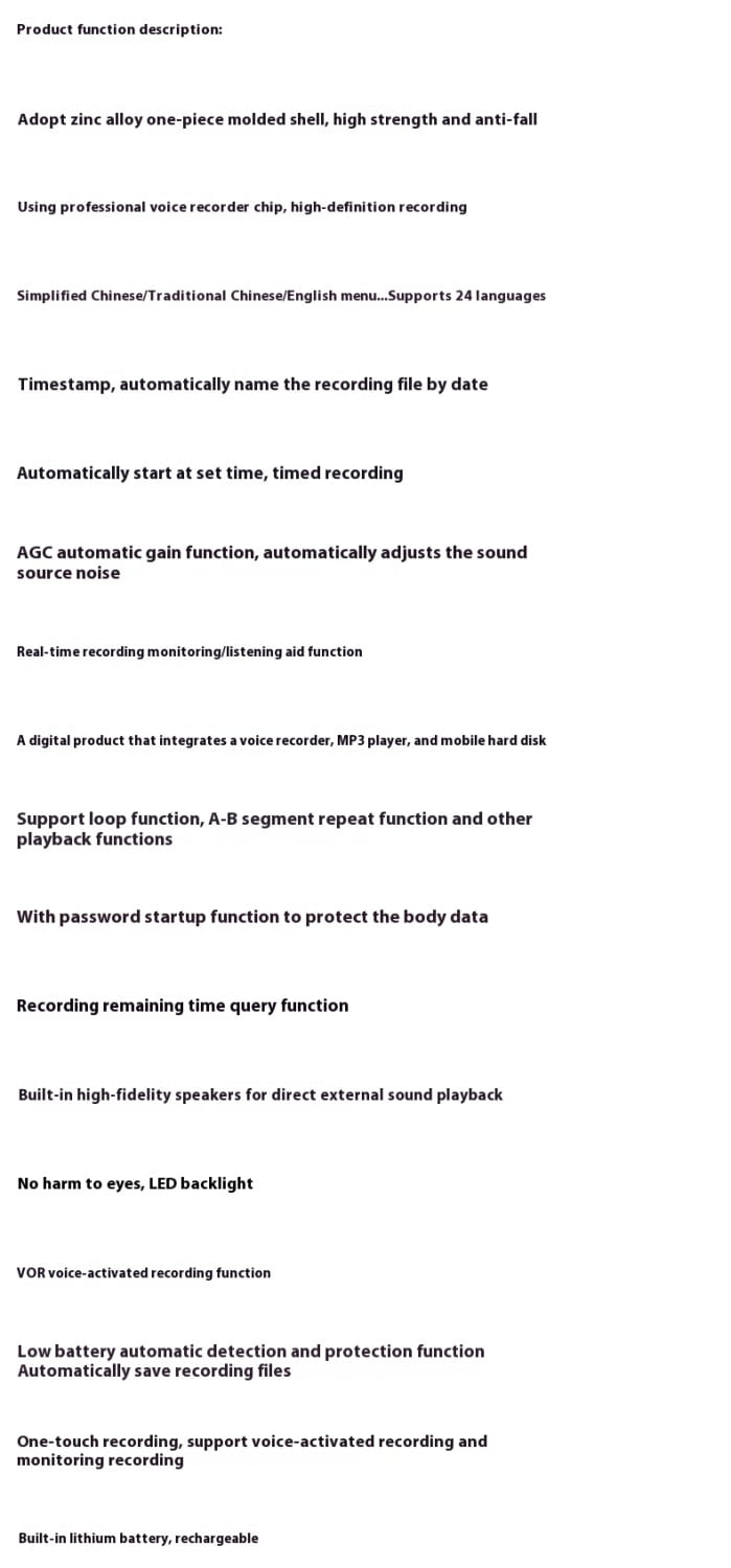 English HD Noise Reduction Digital Recording Pen MP3 Player Large Capacity Portable Smart Recorder