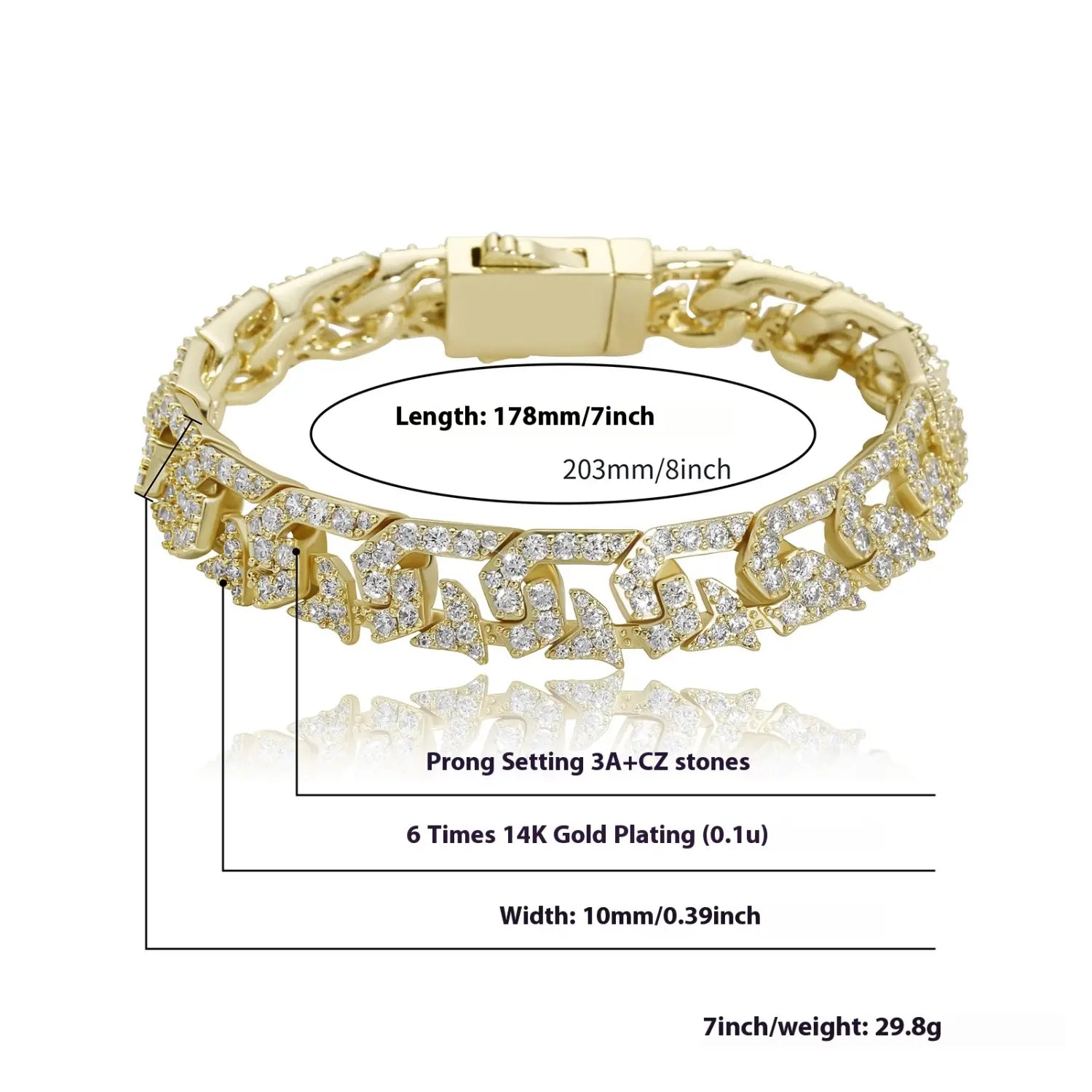 10mm Full Diamond Cuban Link Chain Hip Hop Necklaces