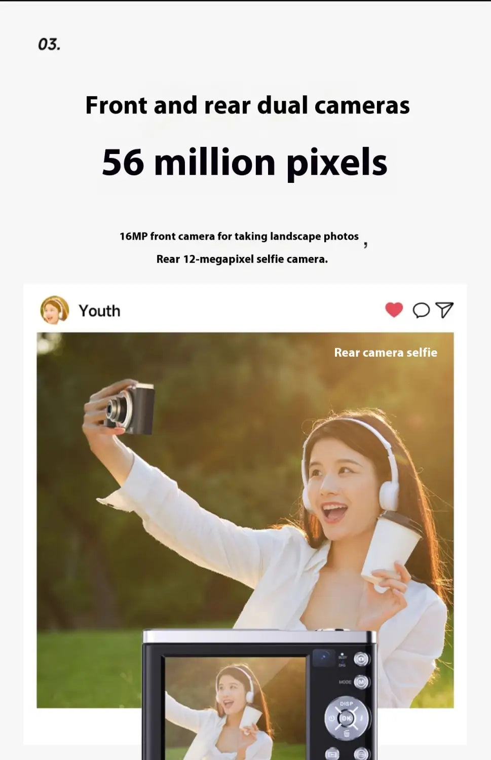 5K HD Shooting Digital Camera Optical Zoom Anti-shake