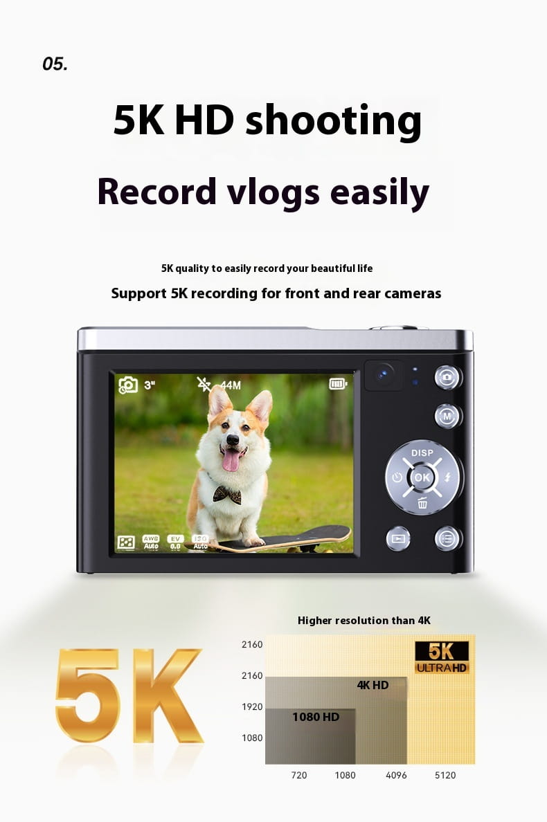 5K HD Shooting Digital Camera Optical Zoom Anti-shake