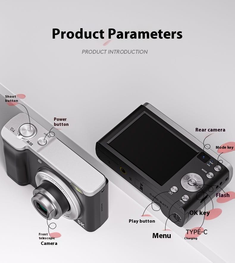 5K HD Shooting Digital Camera Optical Zoom Anti-shake